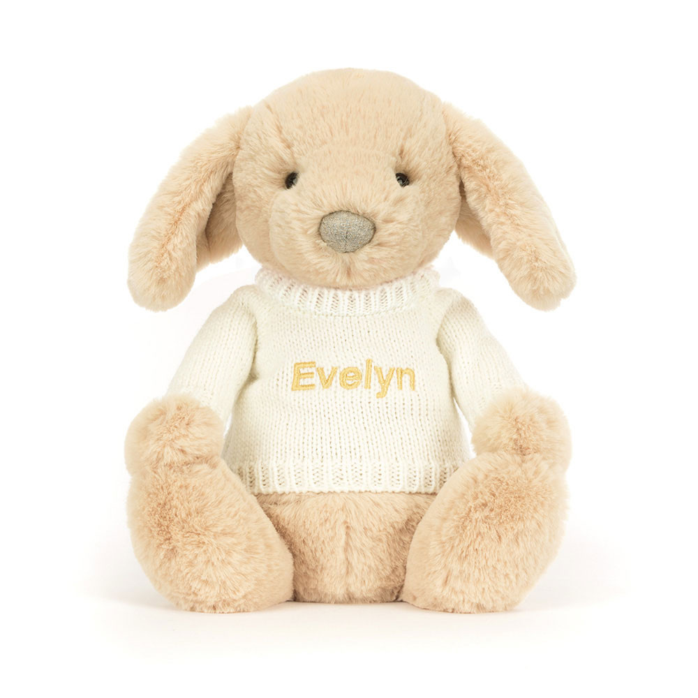 Bashful Luxe Puppy Orlando with Personalized Cream Jumper 3 Bashful Luxe Puppy Orlando with Personalized Cream Jumper