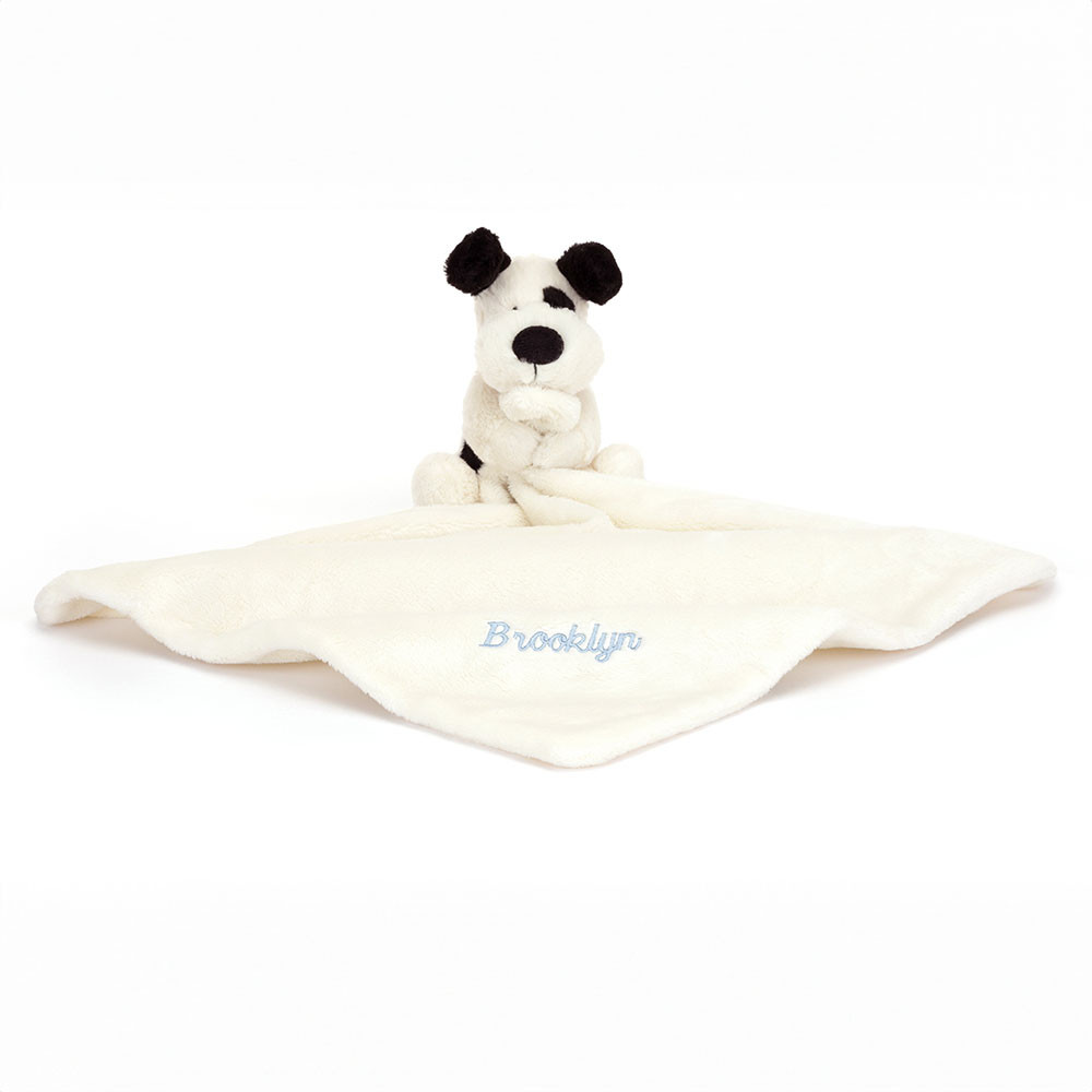 Personalized Bashful Black & Cream Puppy Soother 1 Personalized Bashful Black & Cream Puppy Soother