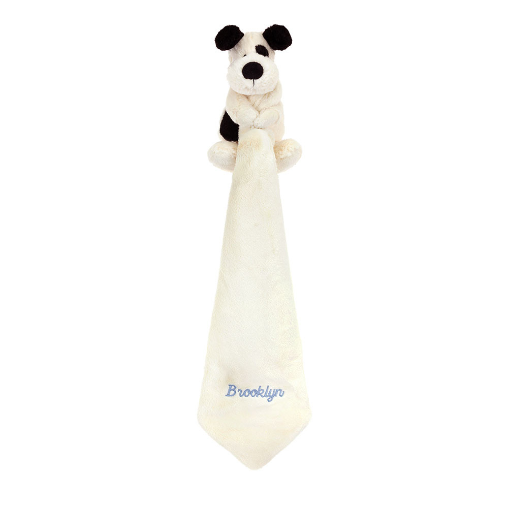 Personalized Bashful Black & Cream Puppy Soother 3 Personalized Bashful Black & Cream Puppy Soother