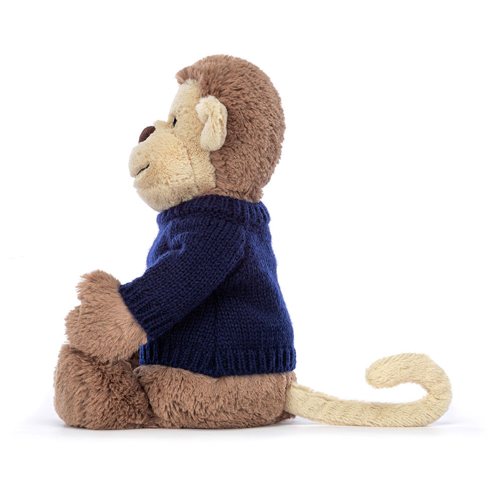 Bashful Monkey with Personalized Navy Jumper 3 Bashful Monkey with Personalized Navy Jumper