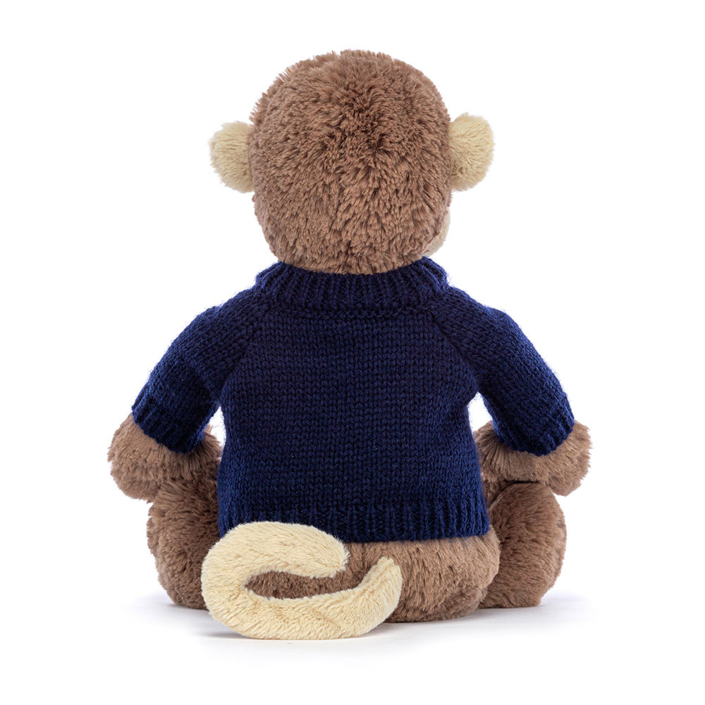 Bashful Monkey with Personalized Navy Jumper 4 Bashful Monkey with Personalized Navy Jumper