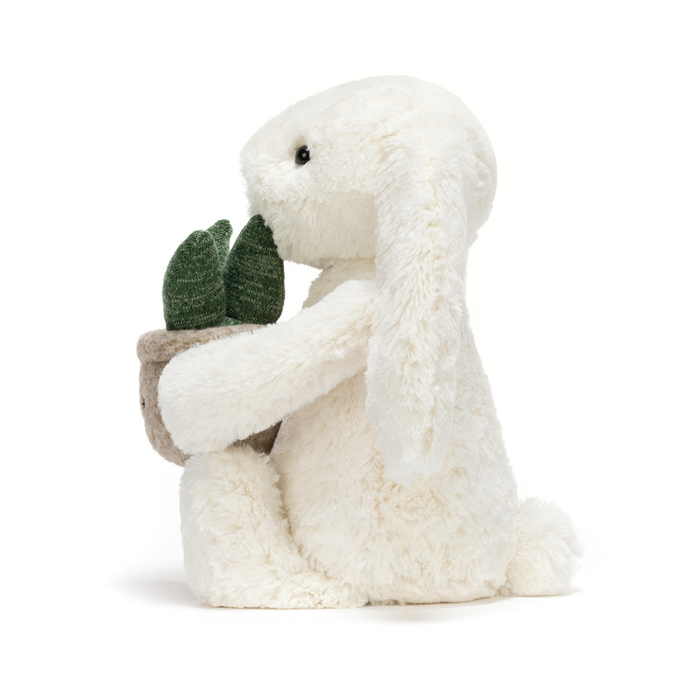 Cream Bunny with Plant 2 Cream Bunny with Plant