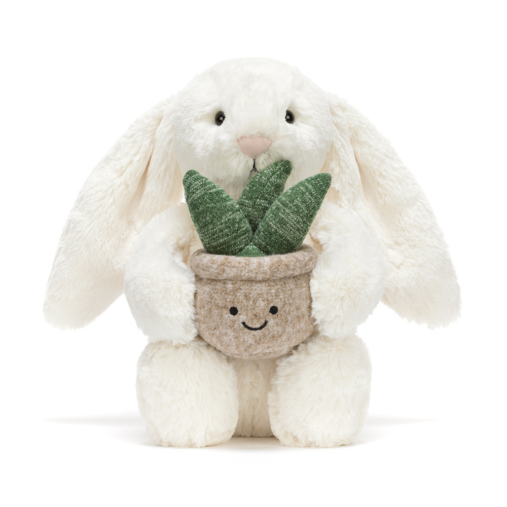 Cream Bunny with Plant 4 Cream Bunny with Plant