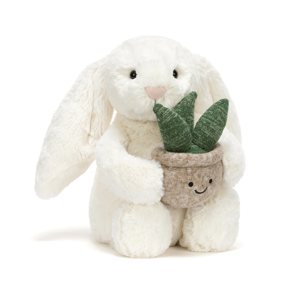 Cream Bunny with Plant 5 Cream Bunny with Plant