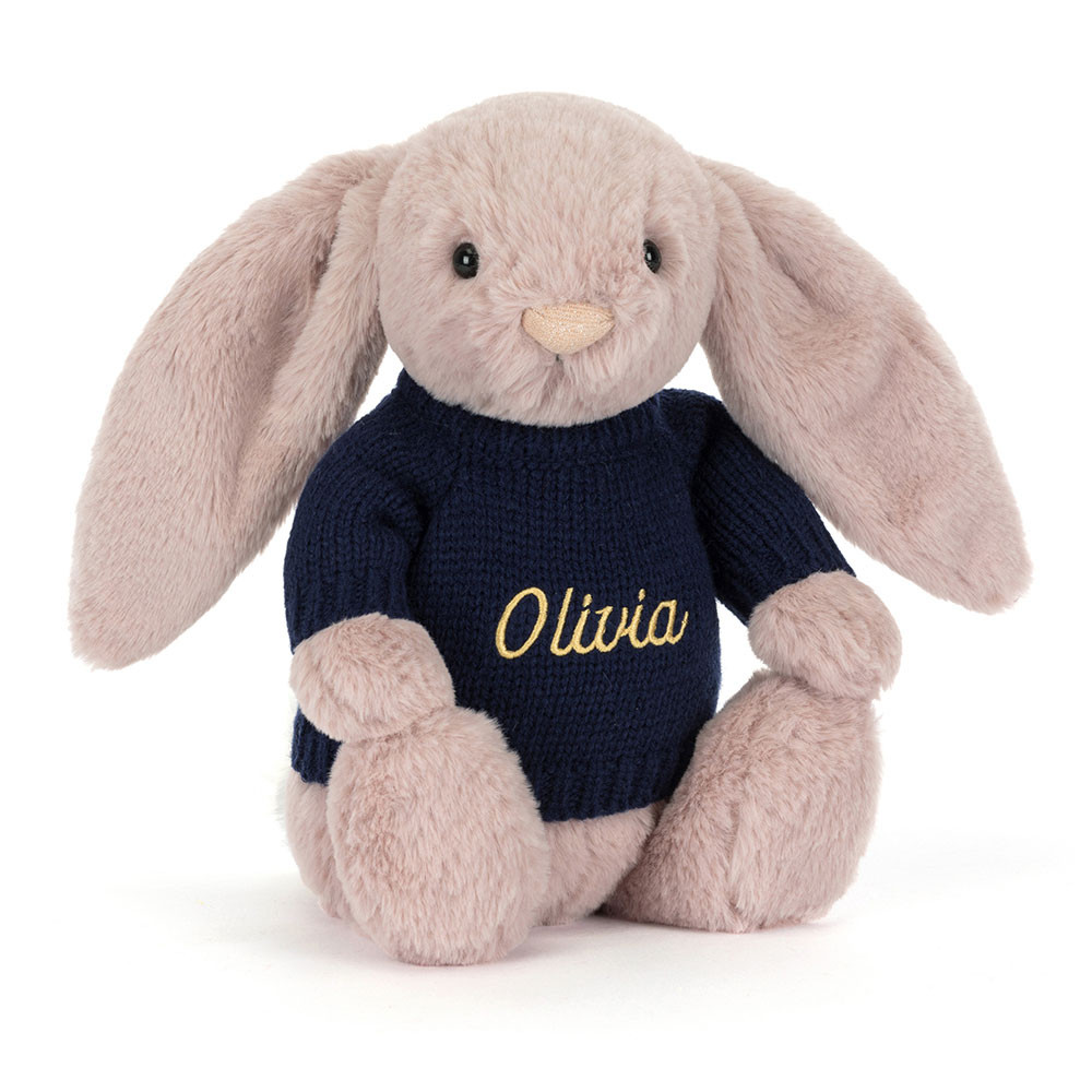 New arrivals 7 Bashful Luxe Bunny Rosa with Personalized Navy Jumper