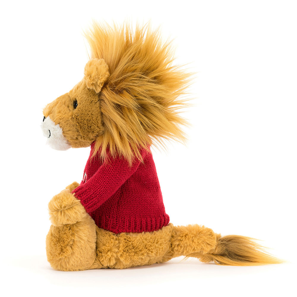 Bashful Lion with Personalized Red Jumper 3 Bashful Lion with Personalized Red Jumper